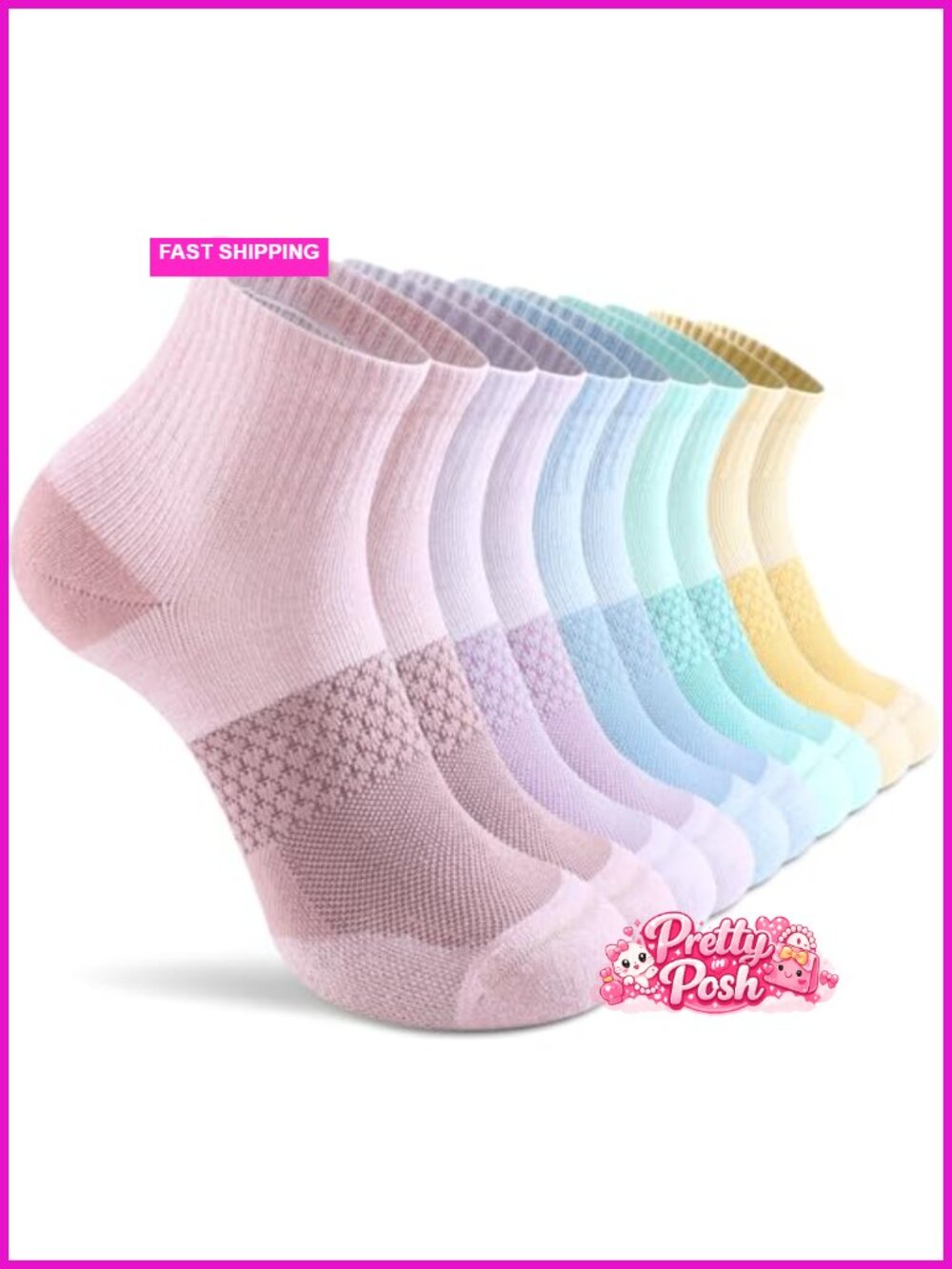 Women's Ankle Running Cushioned Athletic Socks 5 Pairs Breathable Mesh Seamless